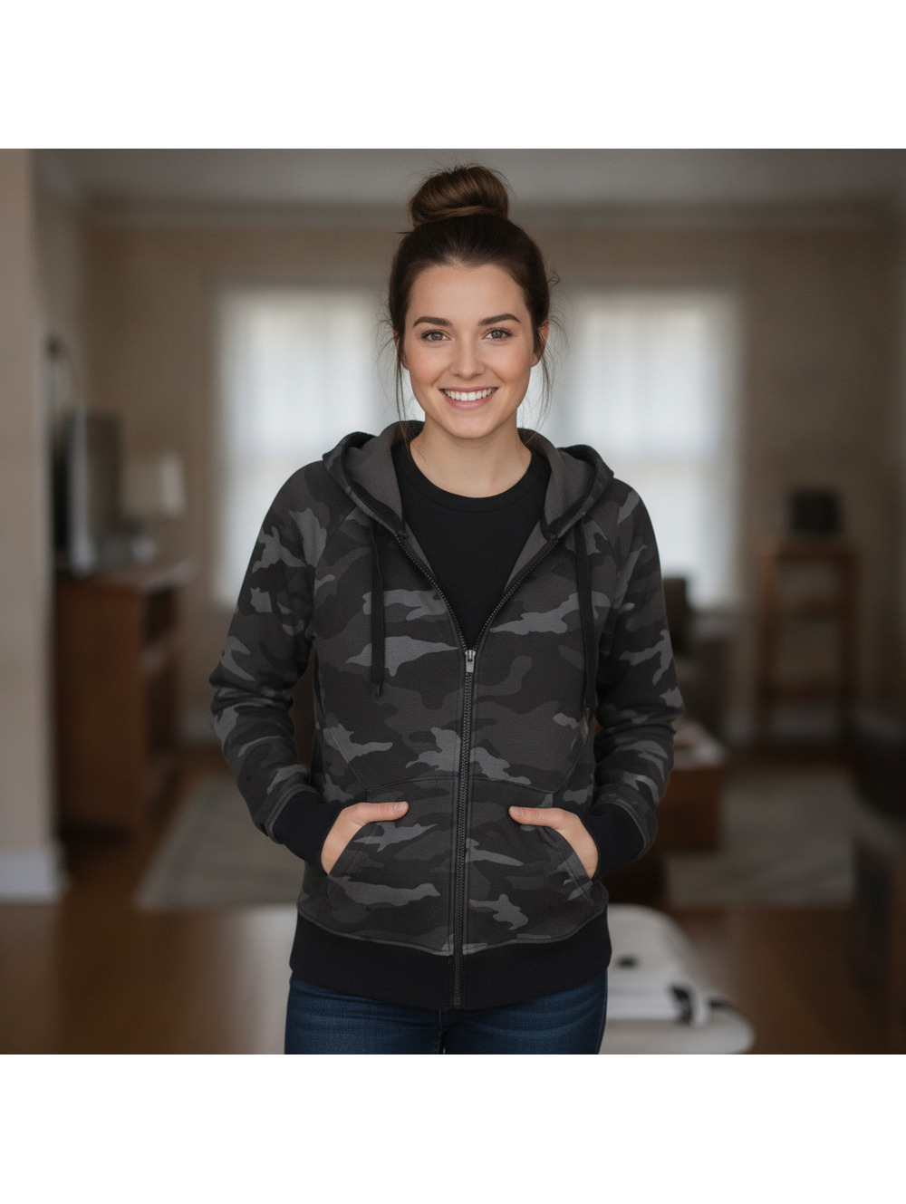 Athleta Women's Camouflage Full Zip Hoodie, Size L